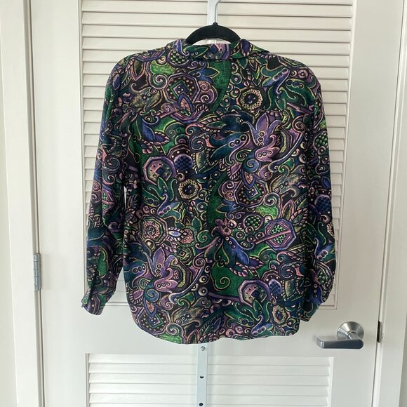 Vintage Guess by Georges Marciano Button Up Shirt, Dark Paisly, Size S - Picture 2 of 6